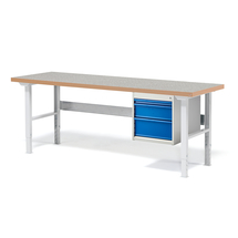 Dílenský stůl SOLID, 2000x800 mm, nosnost 750 kg, 3 zásuvky, vinylový povrch