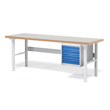 Dílenský stůl SOLID, 2000x800 mm, nosnost 750 kg, 4 zásuvky, vinylový povrch
