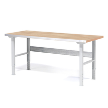 Dílenský stůl SOLID, 1500x800 mm, nosnost 750 kg, dubový povrch