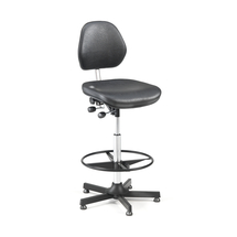 Pracovní židle AUGUSTA, 650-900 mm, opěrný kruh, koženka, černá