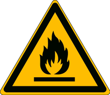 Výstraha požárně nebezpečné látky - značka, PES, samolepicí, 200x200 mm