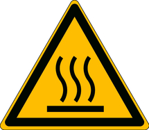 Pozor nebezpečí popálení - značka, PES, samolepicí, 200x200 mm