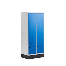 Šatní skříňka CLASSIC Z, se soklem, 2 sekce, 4 dveře, 1890x800x550 mm, modré dveře