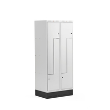 Šatní skříňka CLASSIC Z, se soklem, 2 sekce, 4 dveře, 1890x800x550 mm, šedé dveře