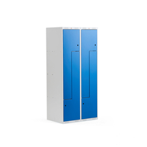 Šatní skříňka CLASSIC Z, 2 sekce, 4 boxy, 1800x800x500 mm, kovové dveře, modré