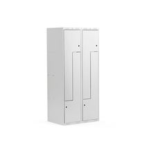 Šatní skříňka CLASSIC Z, 2 sekce, 4 boxy, 1800x800x500 mm, kovové dveře, šedé