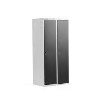 Šatní skříňka CLASSIC, 2 sekce, 1740x800x550 mm, šedá, černé dveře