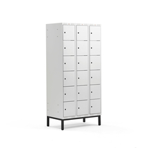 Boxová šatní skříň CLASSIC, s nohami, 3 sekce, 18 boxů, 1940x900x550 mm, šedé dveře