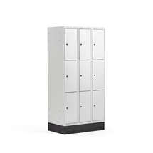 Boxová šatní skříň CLASSIC, se soklem, 3 sekce, 9 boxů, 1890x900x550 mm, šedé dveře