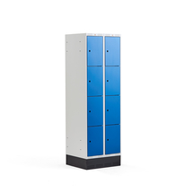 Šatní skříňka Classic, se soklem, 2 sekce, 8 boxů, 1890x600x550mm, modré dveře