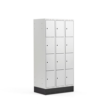 Boxová šatní skříň CLASSIC, se soklem, 3 sekce, 12 boxů, 1890x900x550 mm, šedé dveře