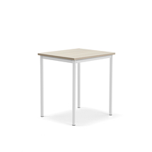 Stůl SONITUS PLUS, 700x600x760 mm, bílé nohy, HPL deska, jasan