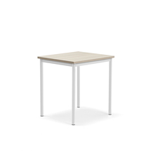 Stůl SONITUS PLUS, 700x600x720 mm, bílé nohy, HPL deska, jasan