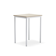 Stůl SONITUS PLUS, 700x600x900 mm, bílé nohy, HPL deska, jasan