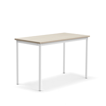 Stůl SONITUS PLUS, 1200x600x760 mm, bílé nohy, HPL deska, jasan