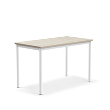 Stůl SONITUS PLUS, 1200x600x720 mm, bílé nohy, HPL deska tlumící hluk, jasan