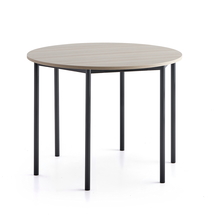 Stůl BORÅS PLUS, Ø1200x900 mm, antracitově šedé nohy, HPL deska, jasan