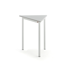 Stůl BORÅS TRIANGEL, 700x600x720 mm, bílé nohy, HPL deska, šedá