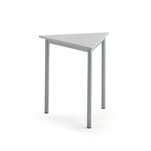 Stůl BORÅS TRIANGEL, 700x700x720 mm, stříbrné nohy, HPL deska, šedá