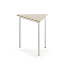 Stůl BORÅS TRIANGEL, 800x700x720 mm, bílé nohy, HPL deska, bříza
