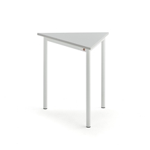 Stůl BORÅS TRIANGEL, 800x700x720 mm, bílé nohy, HPL deska, šedá