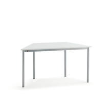 Stůl BORÅS TRAPETS, 1200x600x720 mm, stříbrné nohy, HPL deska, bílá