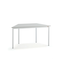 Stůl BORÅS TRAPETS, 1400x700x720 mm, bílé nohy, HPL deska, šedá