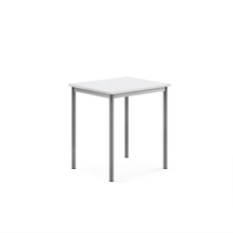 Stůl BORÅS, 700x600x760 mm, stříbrné nohy, HPL deska, bílá