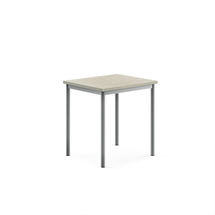 Stůl SONITUS, 700x600x720 mm, stříbrné nohy, deska s linoleem, šedá