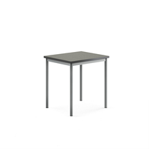 Stůl SONITUS, 700x600x720 mm, stříbrné nohy, deska s linoleem, tmavě šedá