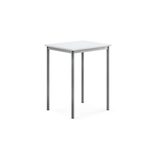 Stůl BORÅS, 700x600x900 mm, stříbrné nohy, HPL deska, bílá