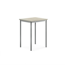 Stůl SONITUS, 700x600x900 mm, stříbrné nohy, deska s linoleem, šedá