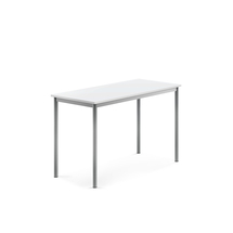 Stůl BORÅS, 1200x600x760 mm, stříbrné nohy, HPL deska, bílá