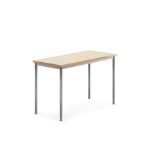 Stůl SONITUS, 1200x600x760 mm, stříbrné nohy, deska s linoleem, béžová