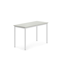 Stůl BORÅS, 1200x600x760 mm, bílé nohy, HPL deska, šedá