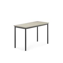 Stůl SONITUS, 1200x600x760 mm, antracitově šedé nohy, deska s linoleem, šedá