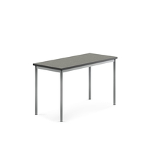 Stůl SONITUS, 1200x600x720 mm, stříbrné nohy, deska s linoleem, tmavě šedá