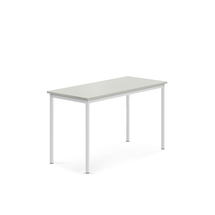 Stůl BORÅS, 1200x600x720 mm, bílé nohy, HPL deska, šedá