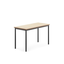 Stůl SONITUS, 1200x600x720 mm, antracitově šedé nohy, deska s linoleem, béžová