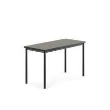 Stůl SONITUS, 1200x600x720 mm, antracitově šedé nohy, deska s linoleem, tmavě šedá
