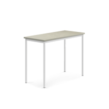 Stůl SONITUS, 1200x600x900 mm, bílé nohy, deska s linoleem, šedá