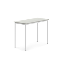 Stůl BORÅS, 1200x600x900 mm, bílé nohy, HPL deska, šedá