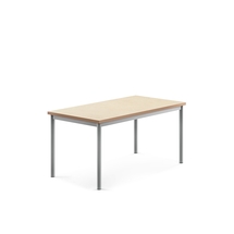 Stůl SONITUS, 1200x700x600 mm, stříbrné nohy, deska s linoleem, béžová