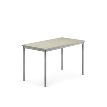 Stůl SONITUS, 1200x700x720 mm, stříbrné nohy, deska s linoleem, šedá