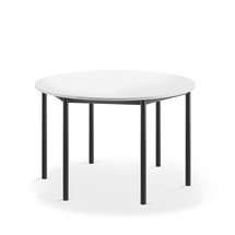 Stůl SONITUS, Ø1200x720 mm, antracitově šedé nohy, HPL deska tlumící hluk, bílá