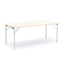 Skládací stůl NICKE, 1800x800x720 mm, stříbrný rám, lamino bříza