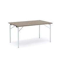 Skládací stůl NICKE, 1400x800x720 mm, stříbrný rám, světle šedé linoleum