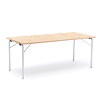 Skládací stůl NICKE, 1800x800x720 mm, stříbrný rám, béžové linoleum