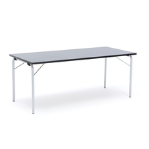 Skládací stůl NICKE, 1800x800x720 mm, stříbrný rám, tmavě šedé linoleum
