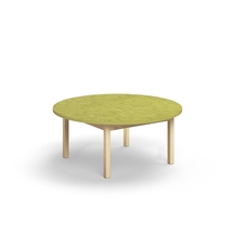 Stůl DECIBEL, Ø1200x530 mm, akustické linoleum, bříza/limetkově zelená